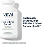 Vital Nutrients Ultra Pure® Fish Oil 700 Enteric Coated - Heart, Brain, Immune Health* - Sustainably Sourced High EPA & DHA Omega-3 Fatty Acid - Vanilla Flavor - Gluten, Dairy, Soy Free - 90 Count