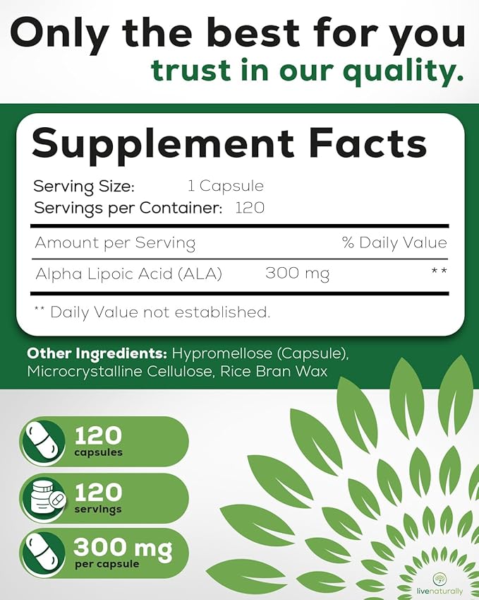 Alpha Lipoic Acid 600mg [120 Capsules] Premium antioxidant ala Supplement – Acido alfa lipoico - Made in USA