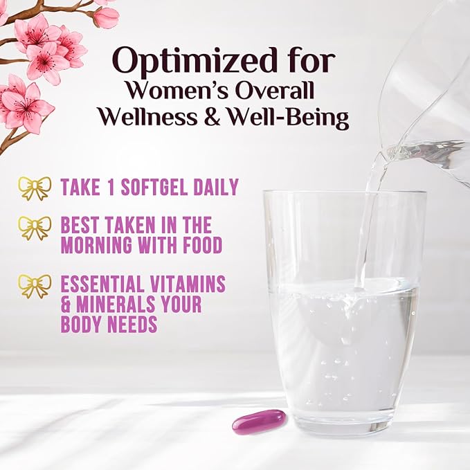 Multivitamin for Women - Essential Daily Womens Multivitamins with Calcium, Folic Acid, Vitamin A, C, D, E, B Vitamins, Zinc and Iron - Energy, Focus & Immune Support, Bottled In USA - 60 Softgels