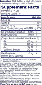 TheraTears Omega 3 Supplement for Eye Care, 1200mg Fish Oil and Organic Flaxseed Oil with Vitamin E, 180 Count