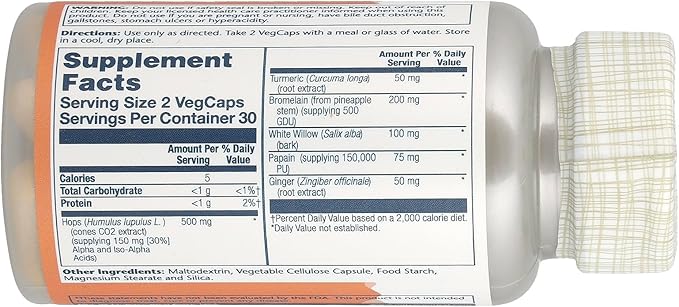 SOLARAY Ibuactin - Turmeric and Ginger Supplement for Men and Women, Body Comfort Supplement, Turmeric & Ginger Capsules - 60 Count VegCaps