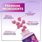 Hair Vitamins Gummies with Biotin 5000 mcg per Serving - Hair Growth Support with Vitamins E & C for Thicker, Stronger & Beautiful Hair - Hair Skin and Nails Vitamin, Gluten Free - 120 Gummies