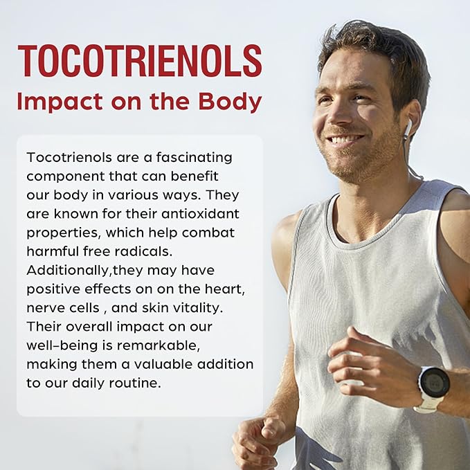 Tocotrienol Supplement Full Spectrum, Cutting-Edge Fusion Technology, Tocotrienol Vitamin E-Tocotrienols 800mg,Powerful Antioxidant,Cardiovascular,Highest Absorption Rate - 60 Liquid-Filled Capsules