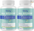 Probiotics for Women and Men, 300 Billion CFU 24 Strains Probiotics + 15 Organic Herbs Prebiotics Blend, Shelf Stable Gut Health Supplement for Digestive Immune & Whole-Body Health, 4 Month Supply