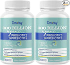 Probiotics for Women and Men, 300 Billion CFU 24 Strains Probiotics + 15 Organic Herbs Prebiotics Blend, Shelf Stable Gut Health Supplement for Digestive Immune & Whole-Body Health, 4 Month Supply