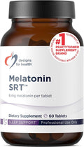 Designs for Health Time Release Melatonin SRT - Melatonin Supplement for Sleep - Sleep Supplement for Adults, 6mg Per Tablet - Vegan + Non-GMO (60 Tablets)