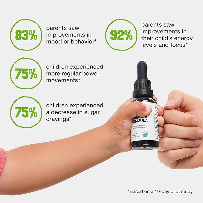 Food Over Drugs Children's para Formula – Organic Cleanse for Children & Toddlers – Natural Gentle Herbal Tincture for Digestive Balance – Safe Daily Formula for Kids Intestinal Wellness