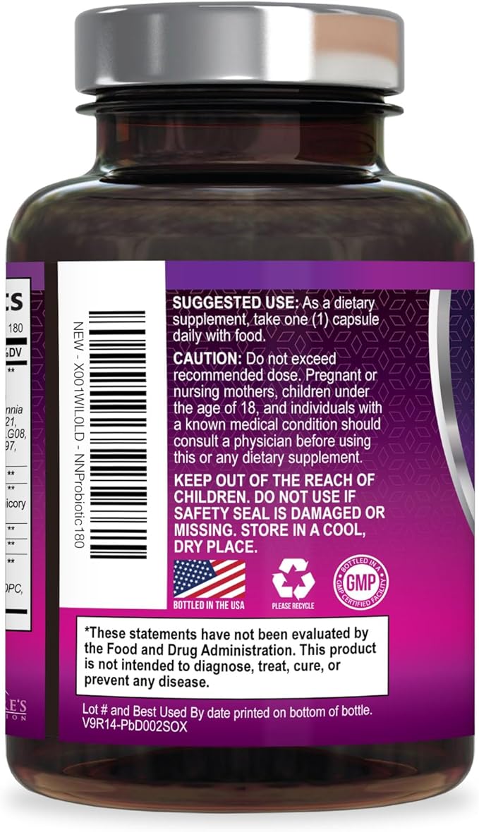 Probiotics for Digestive Gut Health - 50 Billion CFU Per Capsule, 10 Premium Strains & Prebiotics - Best Probiotics for Women & Men, Occasional Constipation, Gas, Immune Health Support - 180 Capsules