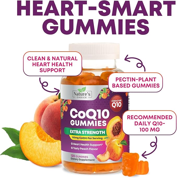 CoQ10 Gummies for Adults - Coenzyme Q10 100mg Per Serving - 3X Strength, High Absorption Antioxidant Supplement for Heart Health Support & Energy Production - Co Q10 (Coq 10) Supplements - 120 Gummies