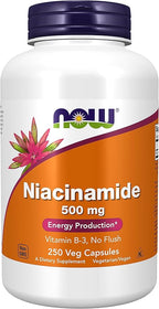 NOW Foods, Niacinamide (Vitamin B-3) 500 mg, Energy Production*, 250 Veg Capsules