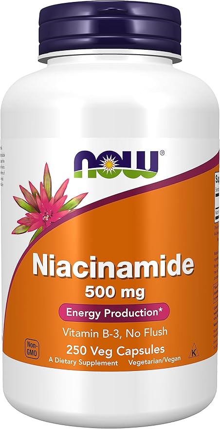 NOW Foods, Niacinamide (Vitamin B-3) 500 mg, Energy Production*, 250 Veg Capsules