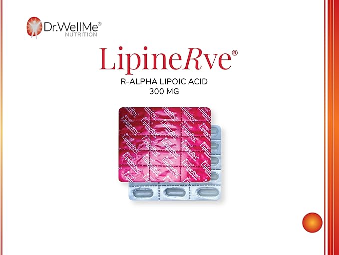 Dr.WellMe Lipinerve R Alpha Lipoic Acid 300mg Capsules Per Serving - an Antioxidant Supplement, Kosher | Halal 30 Count - Made in USA