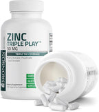 Bronson Zinc Triple Play 30mg Triple Coverage Immune Support with Zinc Acetate, Picolinate & Orotate - Immune, Antioxidant & Skin Health Support - 250 Vegetarian Capsules