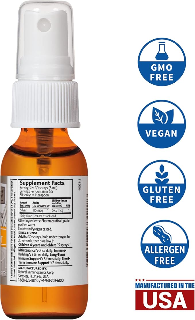 Argentyn 23 Professional Immune Support, Colloidal Silver, Bio-Active Silver Hydrosol, 23 ppm, Fine Mist Spray, 1 Fl Oz