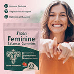 Women Gummies for pH Balance, Premium Feminine Vaginal Health Probiotics Her Gummy, Immune Support, Vegan, Gluten-Free, Strawberry Flavour 60 Gummies 30 Servings