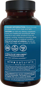 Viva Naturals Omega 3 Fish Oil Supplement for Women and Men - 2500 mg Triple Strength Fish Oil Pills with Re-Esterified Omega 3 Fatty Acids Including EPA, DHA DPA - 120 Pescatarian-Friendly Softgels