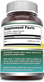 Amazing Formulas Biotin 10000 mcg Veggie Capsules | Vitamin B7 Supplement | Non-GMO | Gluten Free | Made in USA (400 Count)