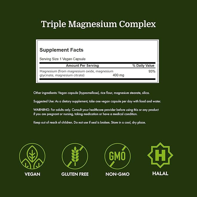 Swanson Triple Magnesium Complex - 100 Capsules, 400mg Each