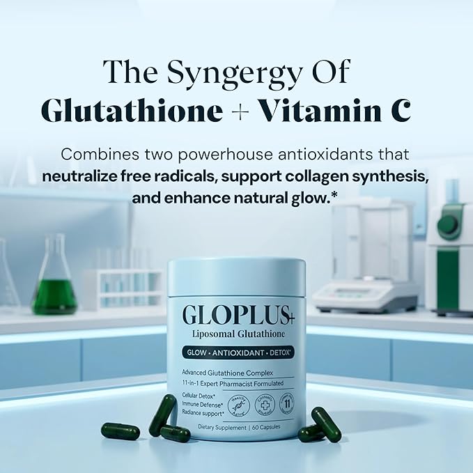 11-in-1 Liposomal Glutathione Supplement 1150mg - High Absorption Complex with Vitamin C, NAC & Resveratrol - Supports Skin Brightening, Detox, Immune & Liver Health - 60 Capsules
