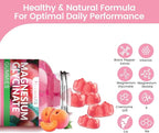 Magnesium Glycinate Gummies 1000mg, High Absorption Sugar Free Magnesium Potassium Supplement for Relaxation, Stress Relief, and Sleep Support for Adults & Kids - 90 Peach Gummies