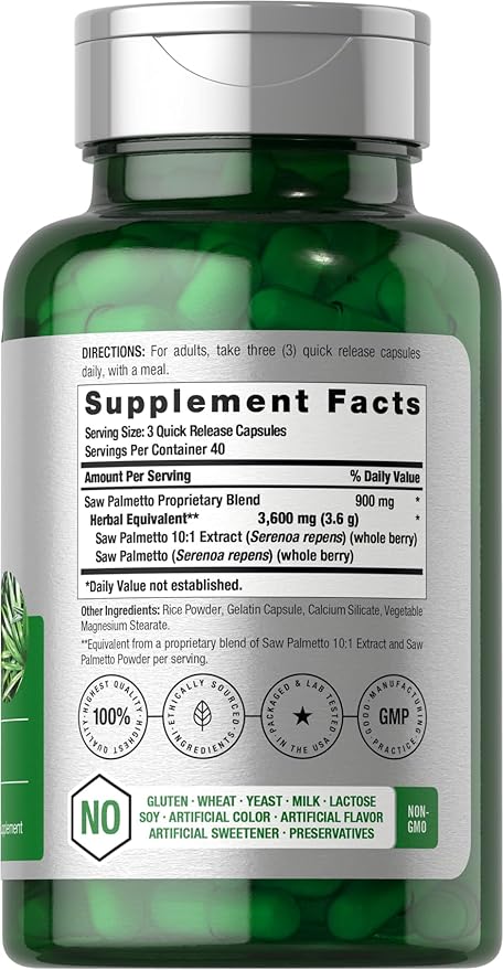 Horbäach Saw Palmetto Extract | 120 Capsules | Non-GMO and Gluten Free Formula | from Saw Palmetto Berries