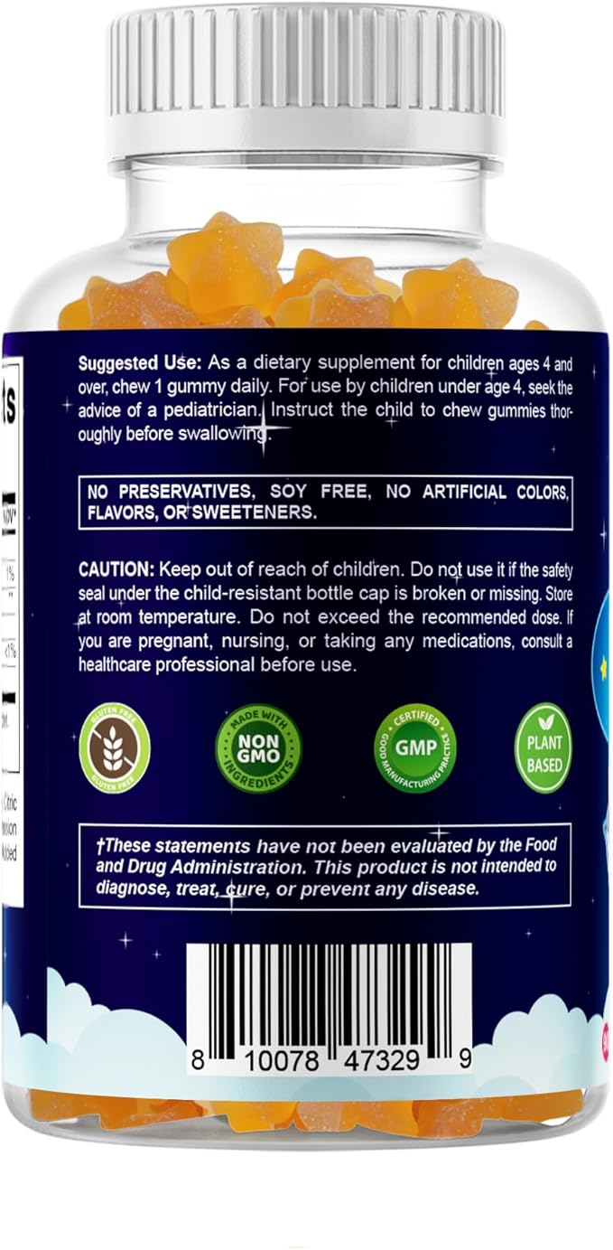 Vitamatic Sugar Free Kids Melatonin 1mg, 90 Gummies, Pineapple & passionfruit Flavored Gummies, 90 Days Supply