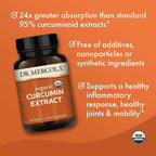 Dr. Mercola Organic Curcumin Extract, 90 Servings (90 Tablets), Dietary Supplement, Non-GMO, Certified USDA Organic