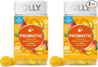 OLLY Probiotic Gummy,1 Billion CFUs,Immune and Digestive Support,Chewable Probiotic Supplement,Mango,80 Count (Pack of 2)