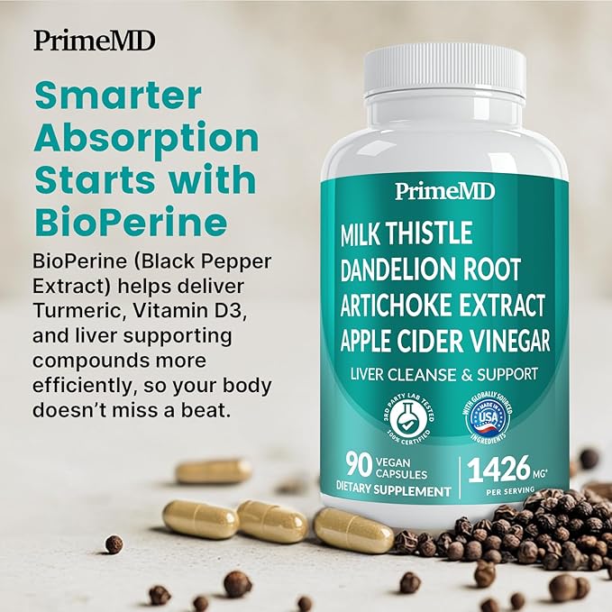 32-in-1 Liver Support with Milk Thistle Supplement – Liver Detox with Silymarin, Artichoke Extract & Beetroot Powder – Comprehensive Wellness Formula for Liver Cleanse – 1426mg (180 count) (Pack of 2)