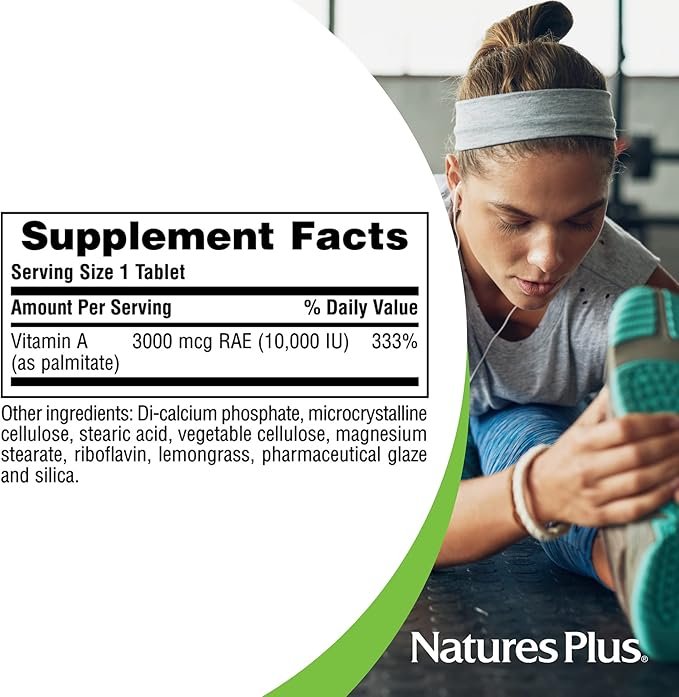NaturesPlus Vitamin A 10,000 IU - 90 Water-Dispersible Tablets - Vision, Skin & Immune Health Support - 90 Servings