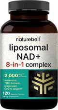 NatureBell Liposomal NAD+ 8-in-1 Complex 2000mg** Per Serving, 120 Vegetarian Capsules – NAD Resveratrol Supplement with TMG, CoQ10, Turmeric, Grape Seed & Apigenin – Non-GMO, cGMP Manufactured
