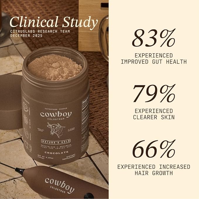 Cowboy - The Exclusive 1st Milking, Whole, Grass Fed Colostrum Supplement for Full Body Health - Bovine Colostrum Powder Packed w/Bioactive Nutrients - Sugar Free (Chocolate, 40 Servings)