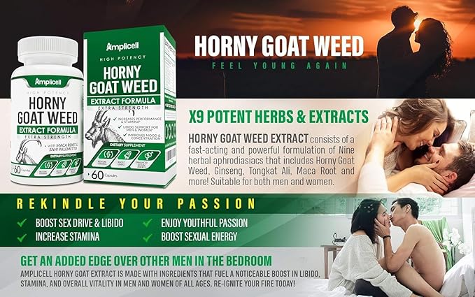 Horny Goat Weed Complex Supplement with Maca Root, Tongkat Ali, L-Arginine & Panax Ginseng – Energy, Stamina, Circulation & Vitality Support for Men & Women – Herbal Adaptogen Blend – 60 Capsules