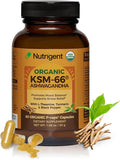 USDA Organic KSM-66 Ashwagandha 600mg with Organic L-Theanine, Turmeric & Black Pepper, Supports Calm, Focus, Relaxation & Overall Well-Being, 60 Capsules