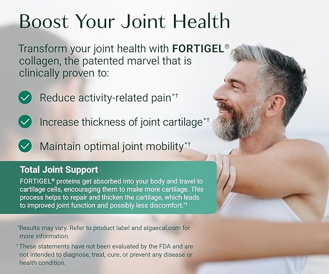 ALGAECAL Collagen - 4 Clinically-Supported Peptides VERISOL®, FORTIGEL®, UC-II®, FORTIBONE®, Anti-Aging Hydrolyzed Collagen Powder, 3 Packs, Made in USA