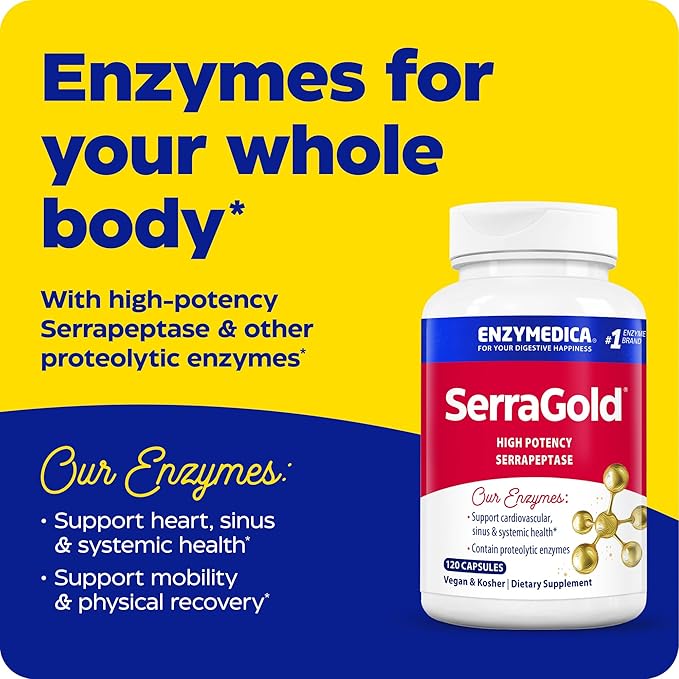 Enzymedica, SerraGold, Supports Recovery, Immune and Cardiovascular System, Natural Supplement, 120 Count (FFP)