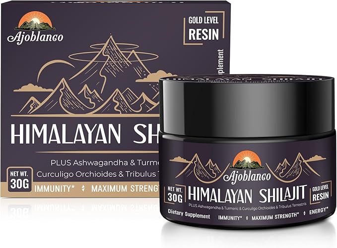 600mg Shilajit Pure Himalayan Organic Shilajit Resin - Himalayan Shilajit Resin with Organic Ayurvedic Blend in High Potency for Energy, Strength & Immunity, Pack of 4