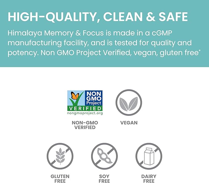 Himalaya Memory & Focus Herbal Supplement - Supports Cognitive Function, Attention, Vegan - 60 Capsules