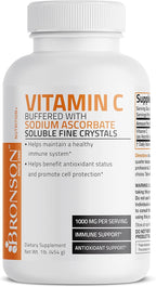 Bronson Buffered Vitamin C Powder Ascorbic Acid Buffered with Sodium Ascorbate Soluble Fine Crystals – Promotes Healthy Immune System and Cell Protection – Powerful Antioxidant - 1 Pound (16 Ounces)