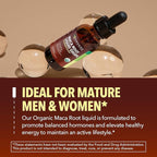 Organic Maca Root Liquid Drops - Supports Hormone Balance, Mood, and Energy in Women and Men - Lepidium Meyenii to Support Performance and Vitality - Non-GMO, Vegan, Unflavored - 60 Servings