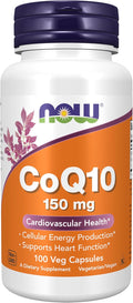 NOW Supplements, CoQ10 150 mg, Pharmaceutical Grade, All-Trans Form produced by Fermentation, 100 Veg Capsules