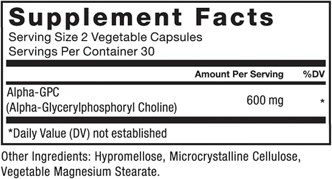 Force Factor Alpha GPC Brain Supplement for Memory and Focus, Mood Support Supplement with Alpha GPC 600mg, Premium Quality, Vegan, Non-GMO, 60 Capsules