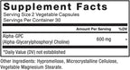 Force Factor Alpha GPC Brain Supplement for Memory and Focus, Mood Support Supplement with Alpha GPC 600mg, Premium Quality, Vegan, Non-GMO, 60 Capsules