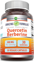 Amazing Formulas Quercetin Berberine | 250 Mg Berberine and 250 Mg Quercetin | Veggie Capsules Supplement | Non-GMO | Gluten Free | Made in USA (30 Count)