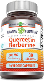 Amazing Formulas Quercetin Berberine | 250 Mg Berberine and 250 Mg Quercetin | Veggie Capsules Supplement | Non-GMO | Gluten Free | Made in USA (30 Count)