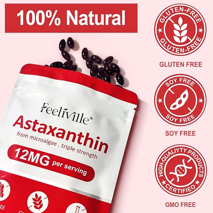 VOFANK Astaxanthin 12mg, Premium Astaxanthin Supplements with Antioxidant Activity, Supports Eye, Joint, Immune, Skin Health, Internal Circulation, Non-GMO & No Gluten 240 Softgels