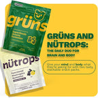 Grüns Nutrops Lions Mane Mushroom Gummies for Adults, Functional Nootropics, Herbal Brain Supplement for Energy, Brain Health, Cognitive, Memory & Focus, Reishi, Chaga, Cordyceps, Coriolus, 28 Count