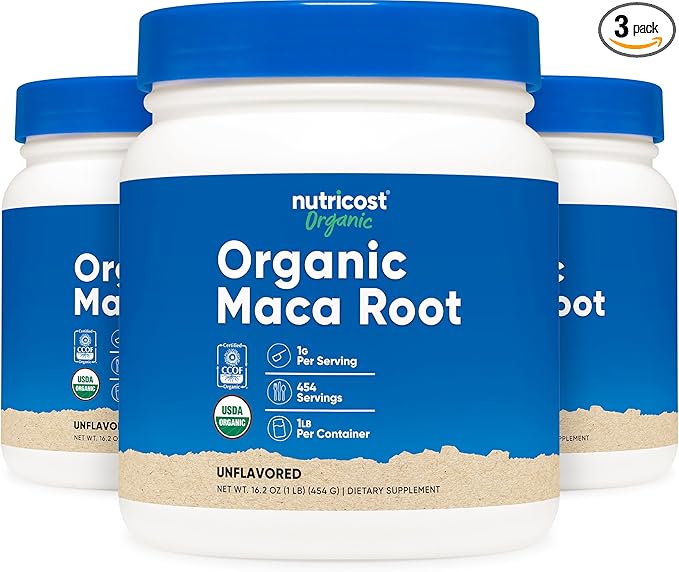 Nutricost Organic Maca Root Powder (1LB Each) (3 Pack)