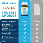 Lovita Triple Magnesium Complex 500mg, High Absorption and Potency Formula, Glycinate, Citrate & Oxide, Support Sleep, Relaxation, Heart, Nerves & Bone Health, 180 Vegan Capsules (Pack of 3)