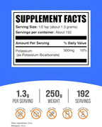 BulkSupplements.com Potassium Bicarbonate Powder - Potassium Bicarbonate Food Grade, Mineral Supplement - 1.3g per Serving, 250g (8.8 oz) (Pack of 1)
